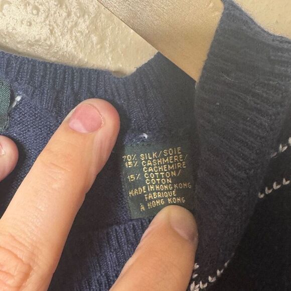 Bobby Jones Sweater Vest Mens XL Navy argyle Silk Cashmere Cable V-neck Golf - Picture 6 of 9